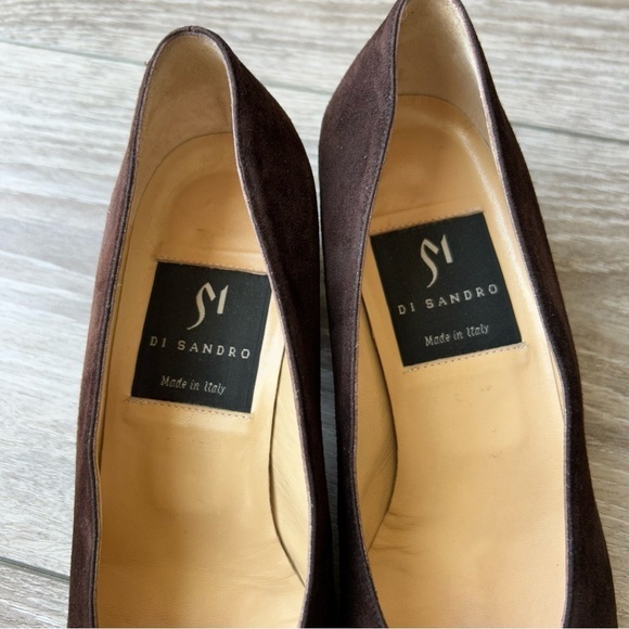 Di Sandro Brown Black Two Tuned Suede Leather Custom Heel Pump - Picture 12 of 13